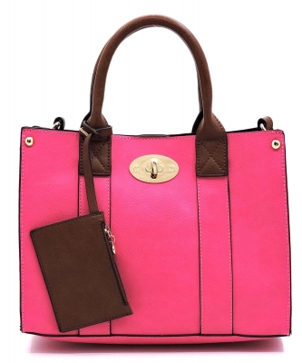 Fashion 3-in-1 Boxy Satchel WU061 FUCHSIA